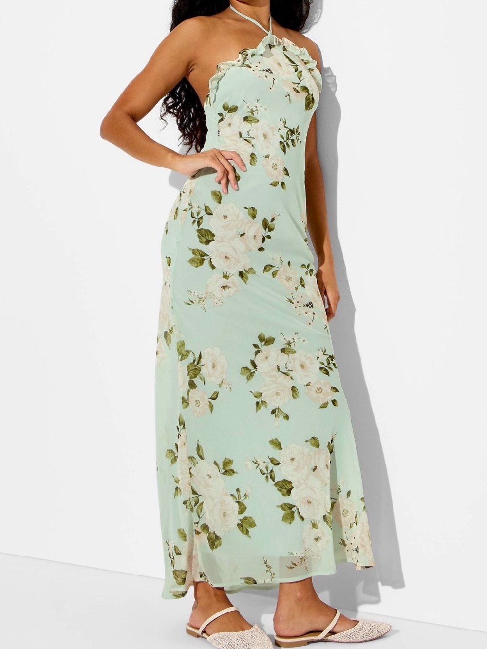 Wild zfable Mint Floral Halter Maxi Dress Size small. NWT